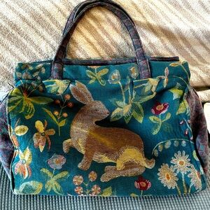 Vintage Yardby travel overnight bag - rabbit tapestry - with auth certificate